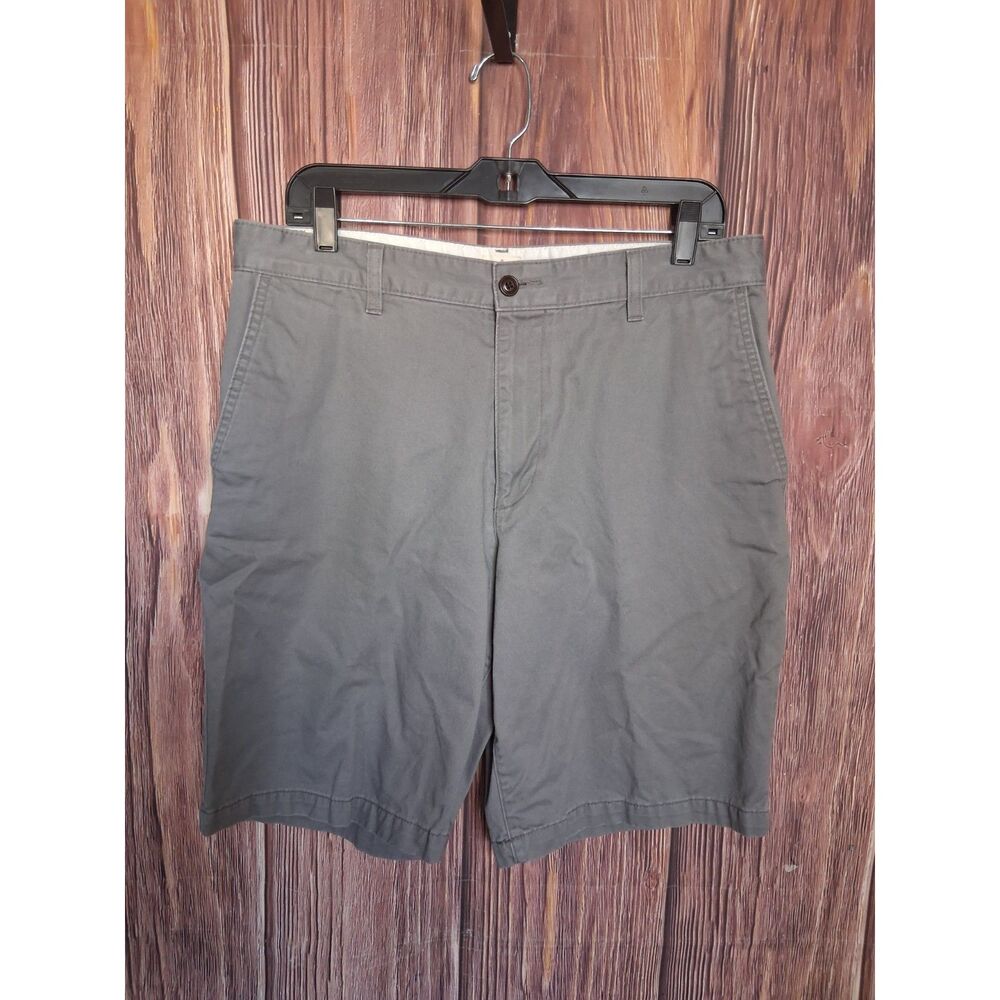 Dockers Men's Size 34 Gray Flat Front 100% Cotton Casual Chino Shorts